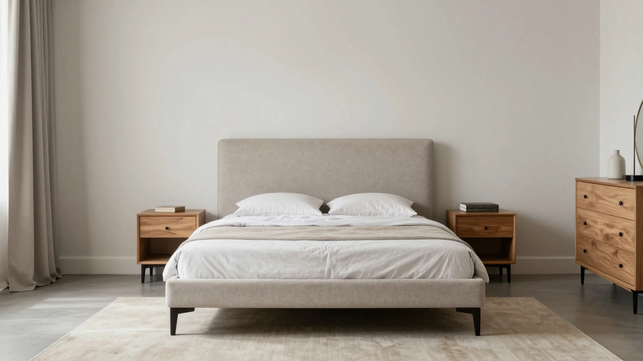 Furnished bedroom with bed and storage, no decor yet