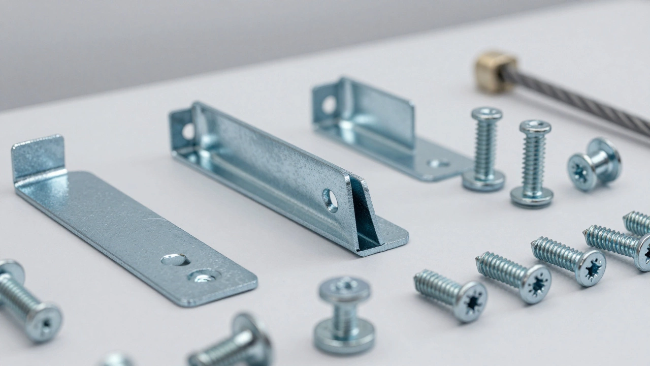 Metal brackets and toggle bolts for securing furniture