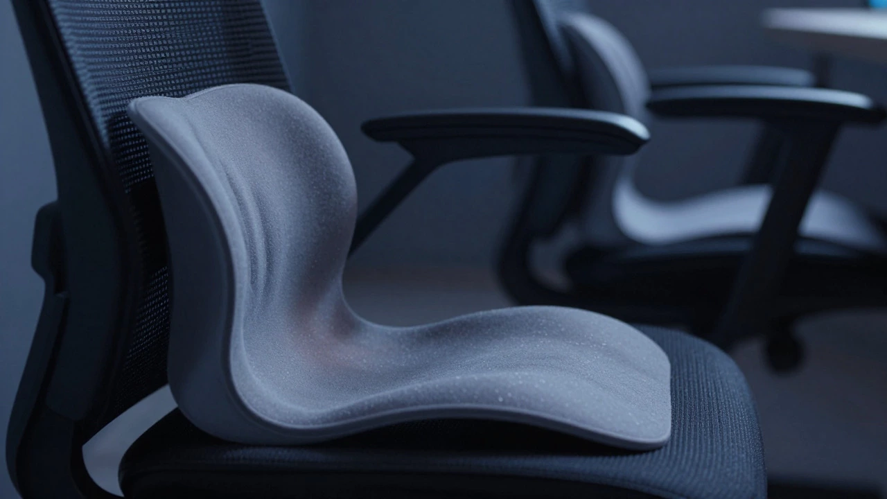 Close-up of lumbar pillows and dynamic spine support systems on different chair types